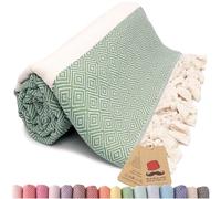 Bazaar Anatolia Turkish Beach Towel 100% Cotton Bath Towels Oversized Quick Dry Farmhouse Decor Sheets Bathroom Towels Sand Free Camping Blanket Sage Olive - 180x100cm - Diamond Green