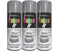 BAZAARIST Light Grey Spray Paint, Gloss Finish, Quick Drying Paint, All Purpose Spray Paint for Metal, Wood, Plastic, Interior & Exterior Use, 400ml (3PCS)