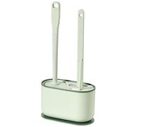Bazasa Silicone Toilet Brush Set of 3 with Holder, Green, Silicon, Soft and Flexible Bristles, Portable, Indoor Use, Ceramic or Porcelain Surface, 21x16x11 cm, 1 Count