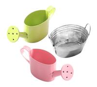 BAZEITFLOW 1 Set Miniature Watering Pots Dollhouse Accessories for Pretend Play Durable Garden Decor Includes Pink Watering Can Metal Bucket for Use