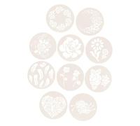 BAZEITFLOW 10 Pcs Creative Baking Cake Stencils White Hollow Flower Patterns Reusable Templates for Decorating Coffee Pastries Bread and Desserts