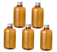 BAZEITFLOW 10 Pcs Half-transparent Makeup Water Bottles with Aluminium Caps and Inner Plugs Refillable Plastic Empty Containers for Shampoo Lotion Perfume Storage Bottles for Indoor Outdoor