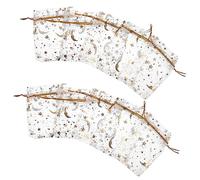 BAZEITFLOW 100pcs Small Drawstring Organza Gift Bags with Gold Star Moon Print Reusable Mesh Pouches for Jewelry Candy Party Favors Wedding Birthday Bridal and Showers
