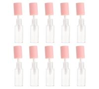 BAZEITFLOW 10pcs 4ml Matte Pink Lip Gloss Tubes Set, Visible Portable DIY Lip-glaze Bottles for Travel and Sample Use