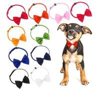 BAZEITFLOW 10pcs Adjustable Pet Bow Collar for Dogs and Kittens Soft Cloth Bows in Assorted Vivid Colors Comfortable Fit for Small to Medium Pets Stylish Accessories for Everyday Wear