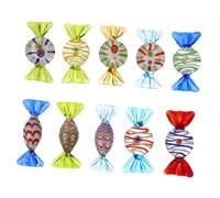 BAZEITFLOW 10pcs Colorful Glass Crafts Ornament Candy Shape Desktop Adornment Smooth Bottom Stable Standing Decorative Art for Home Office