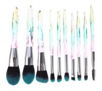 BAZEITFLOW 10pcs Makeup Brush Set with Diamond Handles, Blush and Foundation Brushes with Black-base Blue Bristles, Professional Cosmetic Kit for Face and Eyes, Suitable for Travel and Daily