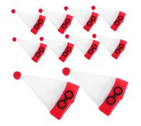 BAZEITFLOW 10pcs Mini Christmas Wine Bottle Covers Festive Red Santa Hats with White Pom Pom Holiday Table Decor for DIY Crafts Party Decorations and Gift Bottle Accents