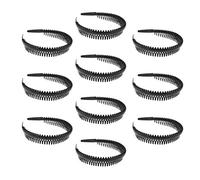 BAZEITFLOW 10pcs Non Slip Teeth Comb Headbands for Women Lightweight Hair Accessories for Sports Daily Use Stylish Hard Hair Hoops Black