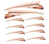 BAZEITFLOW 10Pcs Rose Gold Metal Hair Clips Alligator Hair Barrettes Non-slip Sectioning Grip for Thick Thin Curly Professional Salon Styling Accessories for Women