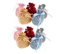 BAZEITFLOW 10pcs Velvet Drawstring Bags with Pearl Accent Small Jewelry Storage Pouches for Shower Candy Packaging Wedding Party Favor Gift Bags in Pink Wine Red Blue