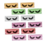 BAZEITFLOW 12 Pairs False Eyelashes for Women Mixed Dense Curly Fake Eyelashes for Dancing and Party Makeup Comfortable Lightweight Beauty Supplies with Yellow Green Purple Red Silver Pink