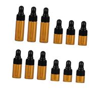 BAZEITFLOW 12PC Mini Glass Vial Bottles with Lid Dark Brown Dropper for Essential Oils Perfumes Chemistry Samples Travel Leak Containers