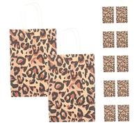 BAZEITFLOW 12pcs Animal Pattern Paper Bags Creative Handheld Tote Bags with Sturdy Handles for Party Favors Craft Markets and Wrapping Leopard Print Design