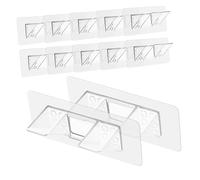 BAZEITFLOW 12pcs Clear Self-adhesive Shelf Pegs for Closet Shelves No Drilling Plastic Holders Compatible with Wood Glass Ceramic Surfaces Easy Setup Support Pins for Wardrobe Divider Storage