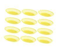 BAZEITFLOW 12pcs Fast Food Storage Baskets Fruit and Snack Serving Trays for Kitchen and Home Stylish Yellow Fry Basket for Bread Dessert Burger and Party Use