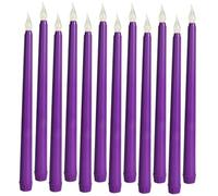 BAZEITFLOW 12Pcs Purple Battery Operated Flameless Taper LED Candles, Long Battery Powered LED Candlesticks for Wedding, Birthday Party, and Holiday Home Decoration