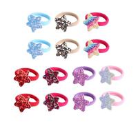 BAZEITFLOW 14pcs Gradient Star Sequins Hair Bands Soft Rubber Ponytail Holders for Women Elastic Non Damaging Hair Ties for Parties Sports Everyday Styling