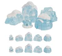 BAZEITFLOW 15pcs Mini Ice House Models Winter Dollhouse Decoration Set with Resin Penguin Figures and Iceberg Sculptures Realistic Miniature Snow Mountain Scene for Birthday Party Cake