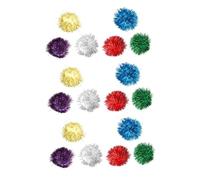 BAZEITFLOW 18pcs Cat Pom Pom Balls Glitter Ball Toy Bite-resistant Cat Teaser Toy for Indoor Play Random Color