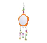BAZEITFLOW 1Pc Bird Hanging Mirror with Bell Durable Mirror for Parrots Chickens Pet Cages Interactive Gnawing Accessory for Fun Play Farm Garden Home
