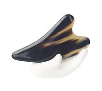BAZEITFLOW 1Pc Black Floral Gua Massage Board Thick Buffalo Horn Scraping Tool for Facial Care Multi Functional Body Therapy for Skin Tightening and Relaxation