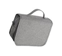 BAZEITFLOW 1Pc Large Capacity Portable Makeup Bag Foldable Toiletry Storage Bag with Handy Hook for Travel PVC Design for Cosmetics and Bath Essentials Grey
