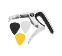 BAZEITFLOW 1Set Portable Guitar Capo with Picks Clamp for Stable Tuning Quick Fixation Compatibility for Electric Acoustic and Folk Guitars