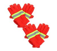 BAZEITFLOW 2 Pairs Heat Resistant Firefighter Gloves Thickened Flame Retardant Extrication Gloves for Emergency Rescue High Temperature Protection for Fire Pit Industrial Accidents Outdoor