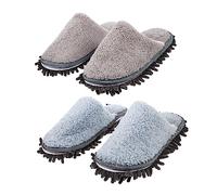 BAZEITFLOW 2 Pairs Household Dust Sweeping Slippers Soft Mop Shoes with High Water Absorption Skid Wear Resistant Indoor Cleaning Footwear for Winter Home Use