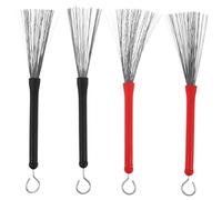 BAZEITFLOW 2 Pairs Retractable Jazz Drum Brushes Heavy Duty Metal Wire Drumsticks for Practice and Professional Percussion Accessories with Handles for Music Instrument Cleaning and Rhythm
