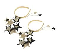 BAZEITFLOW 2 Pcs Black Gold Five-Pointed Star Glitter Headbands, Shiny Sequin Hair Hoops for New Year’s Eve, Birthday Party Headwear, Holiday Glitter Star Hairbands for