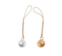 BAZEITFLOW 2 Pcs Japanese Water Bells Pendant for DIY Tassel Hanging Wrinkle Grain Copper Small Bells with Chain Tassel for Phone Case Backpack Accessories Golden and Silver