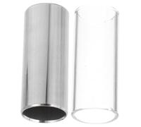 BAZEITFLOW 2 Pcs Medium Guitar Slides Glass and Stainless Steel Bottleneck for Acoustic and Electric Guitar Bass Transparent and Silver Tone for Professional Players