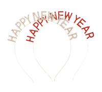 BAZEITFLOW 2 pcs Rhinestone Happy Year Headband for Lightweight Hair Accessories with Sparkling Decorative Letters Festive Party Headwear for Year Eve Celebrations