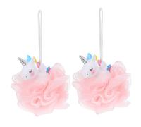 BAZEITFLOW 2 Pcs Unicorn Bath Loofahs Soft Exfoliating Shower Sponge for Travel Bath Sponge Durable Gentle Skin Cleanser Fun Animal Design Pink White