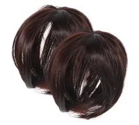 BAZEITFLOW 2 pcs Women Straight Hairpiece Wiglet Top of Head Hairpiece for Thinning Hair Easy to Use Deep Brown Color
