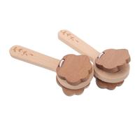 BAZEITFLOW 2 Pcs Wooden Castanets Paw Shape Musical Instrument Clappers with Long Handle for Music Education Solid Wood Rhythm for Early Learning