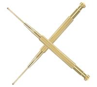 BAZEITFLOW 2 Pieces Brass Ear Point Probe Pen Built-in Spring Acupressure Tool for Therapy and Massage, Elastic Design Suitable for Auricular Acupuncture and Pain Relief