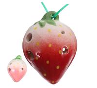 BAZEITFLOW 2 Pieces Strawberry Shaped 6-hole Ocarinas for Children, Beginner Practice Wind Instruments with Creative Design and Random Colored Cord, Easy to Play Musical Set