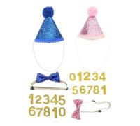 BAZEITFLOW 2 Set Mini Pet Party Hats Dog Birthday Hat with Adjustable Fit Easy to Mix and Match Polyester and Plastic 4.92x3.54x3.54in Festive Holidays for Cats and Stuffed Animals