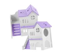 BAZEITFLOW 2 Sets Colorful Small Animal Hideout Villa with Ramp Secure Cozy Guinea Pig and Hamster House Adorable Rat Hideaway for Hedgehogs Squirrels and Small Pets Rest and Play Shelter