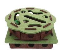 BAZEITFLOW 2 Sets Felt Cat Puzzle Maze Boxes Iron Bells, Interactive Kitten Exercise for Indoor Mental Stimulation and Physical Activity, Square and Flower Shapes in Green