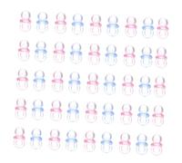 BAZEITFLOW 200PCS Acrylic Mini Pacifier Charms with Hanging Pink and Blue Kawaii Beads for Shower Table Scatter Gender Reveal Party Favors DIY Jewelry and Nursery Decorations