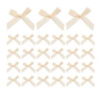 BAZEITFLOW 200pcs Mini Polyester Fabric Bows 4x4cm for Wrapping and Home DIY Projects, Small Pre-Tied Beige Ribbon Bows for Party Decor and Craft Decoration