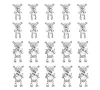 BAZEITFLOW 20Pcs Bear Nail Art Charms DIY Decor Silver Metal Rhinestones Nail Accessories for Creative Manicure Craft Cute Cartoon Ornaments for Women