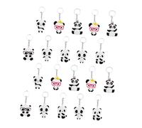 BAZEITFLOW 20pcs Cartoon Panda Keychain Pendants Bag Hanging Decor Adorable PVC Key Rings Multipurpose Key Holder Accessories for Backpacks and Gifts