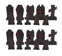 BAZEITFLOW 20pcs Halloween Tombstone Model Set with Blood Stains, Mixed Small and Medium Plastic Grave Decorations for Haunted House, Miniature Rip Ornaments for Halloween Party Random Style