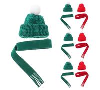 BAZEITFLOW 20pcs Mini Knit Santa Hats and Scarves Set for Crafts Soft Lightweight Xmas Accessories for Dolls Wine Bottles Wreaths and Decorations Versatile Holiday Embellishments