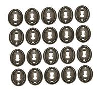 BAZEITFLOW 20pcs Oval Keyhole Escutcheon Plates Vintage Furniture Hardware for Cabinets Antique Finish Durable Easy Installation for Home Decor